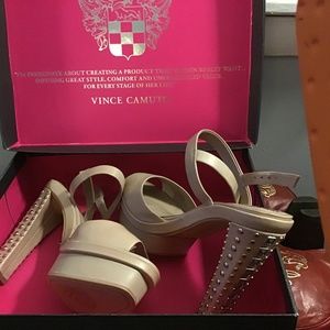 Tan Vince Camuto CAIRO open toe high heels